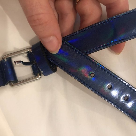 Alexander McQueen Blue iridescent Leather Belt main image 5